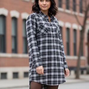 Burton Shirt Dress Black Grey & White Plaid